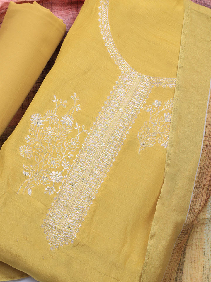 Zardozi Art Silk Unstitched Suit Piece With Dupatta