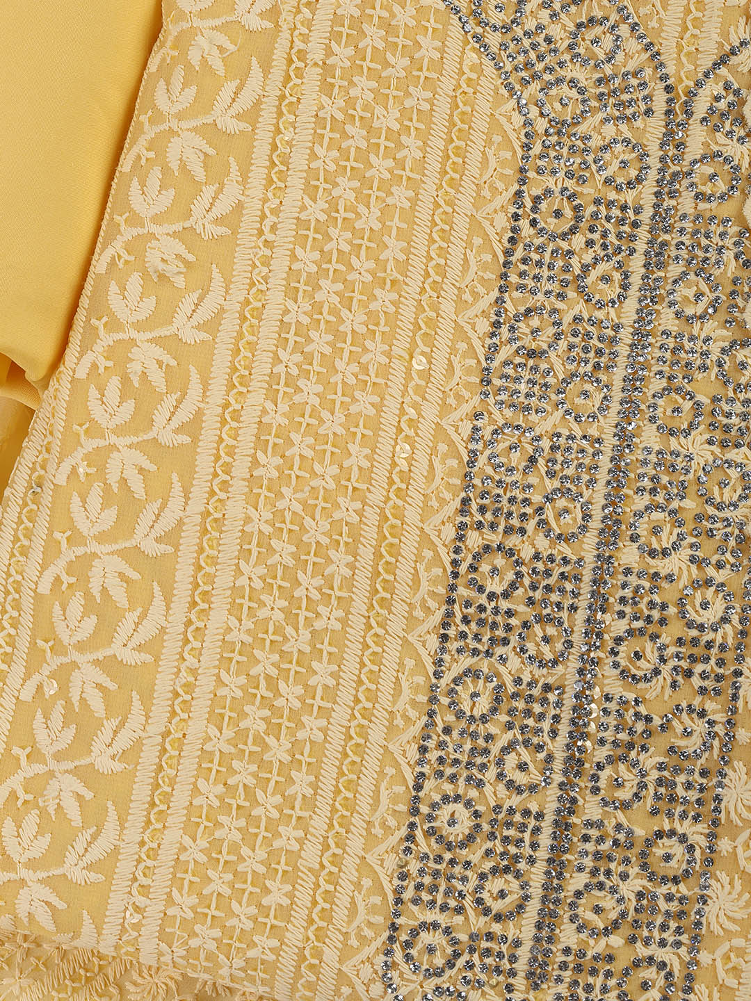 Chiken Work Georgette Unstitched Suit With Dupatta