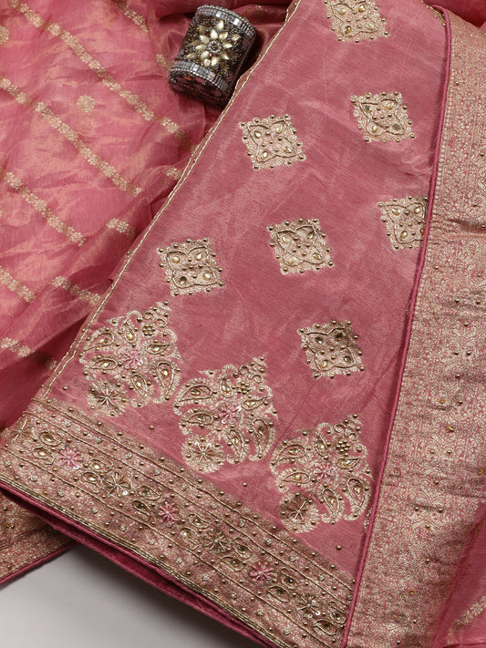 Woven Tissue Unstitched Suit With Dupatta