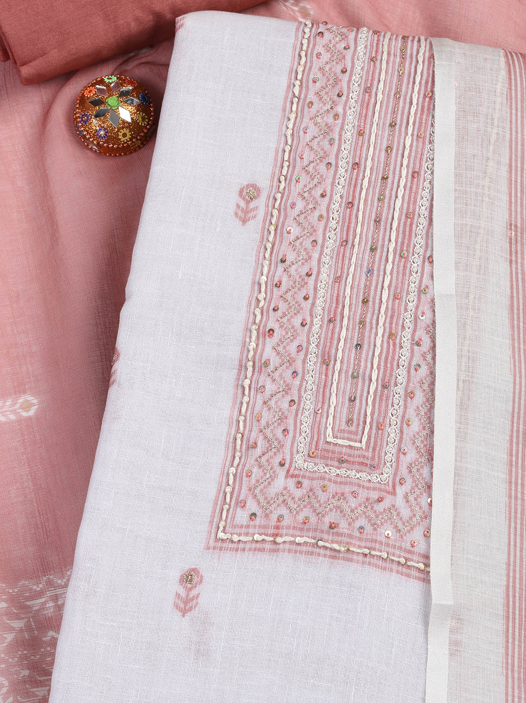 Printed Linen Unstitched Suit With Dupatta