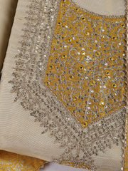 Neck Embroidery Chanderi Unstitched Suit With Dupatta