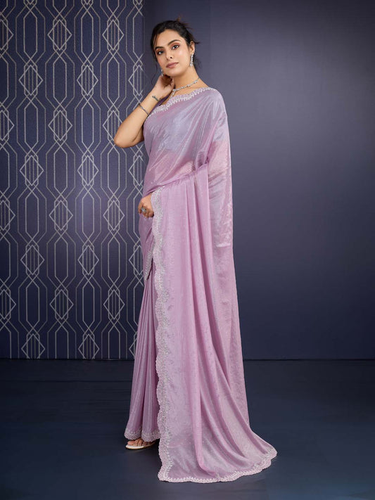 Stone Work Art Crepe Saree