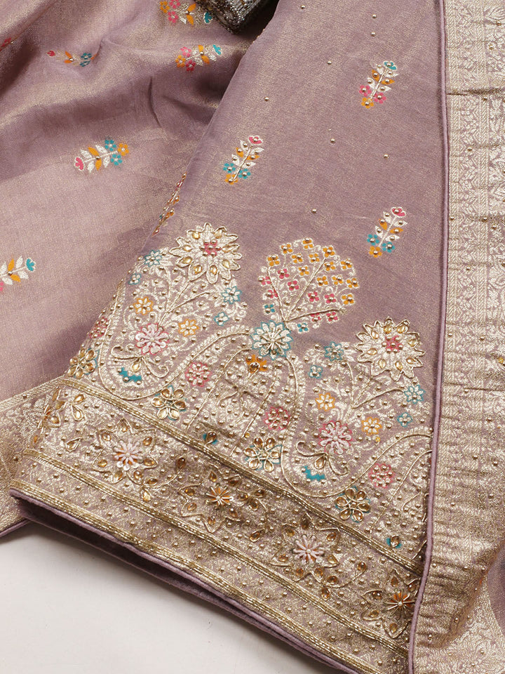Woven Tissue Unstitched Suit Piece With Dupatta