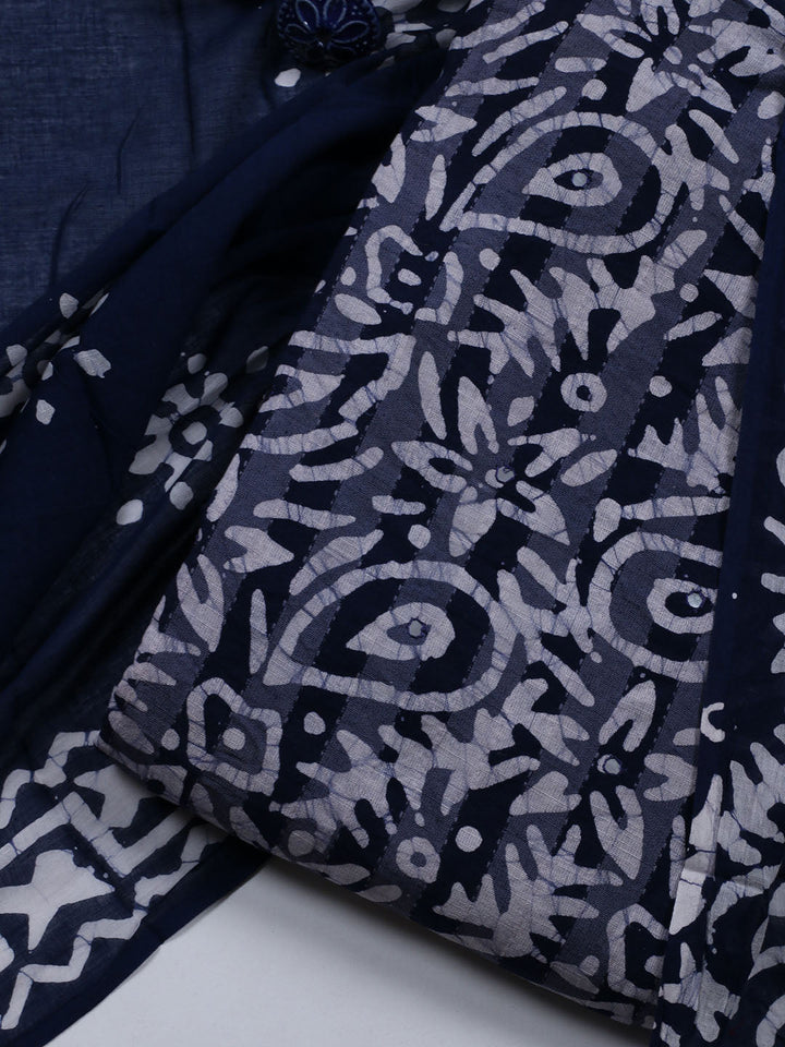 Printed Cotton Blend Unstitched Suit With Dupatta