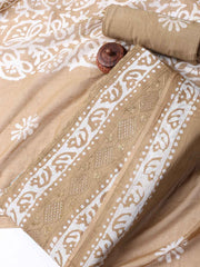 Printed Cotton Blend Unstitched Suit With Dupatta