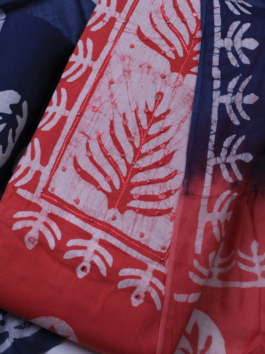 Printed Cotton Blend Unstitched Suit With Dupatta