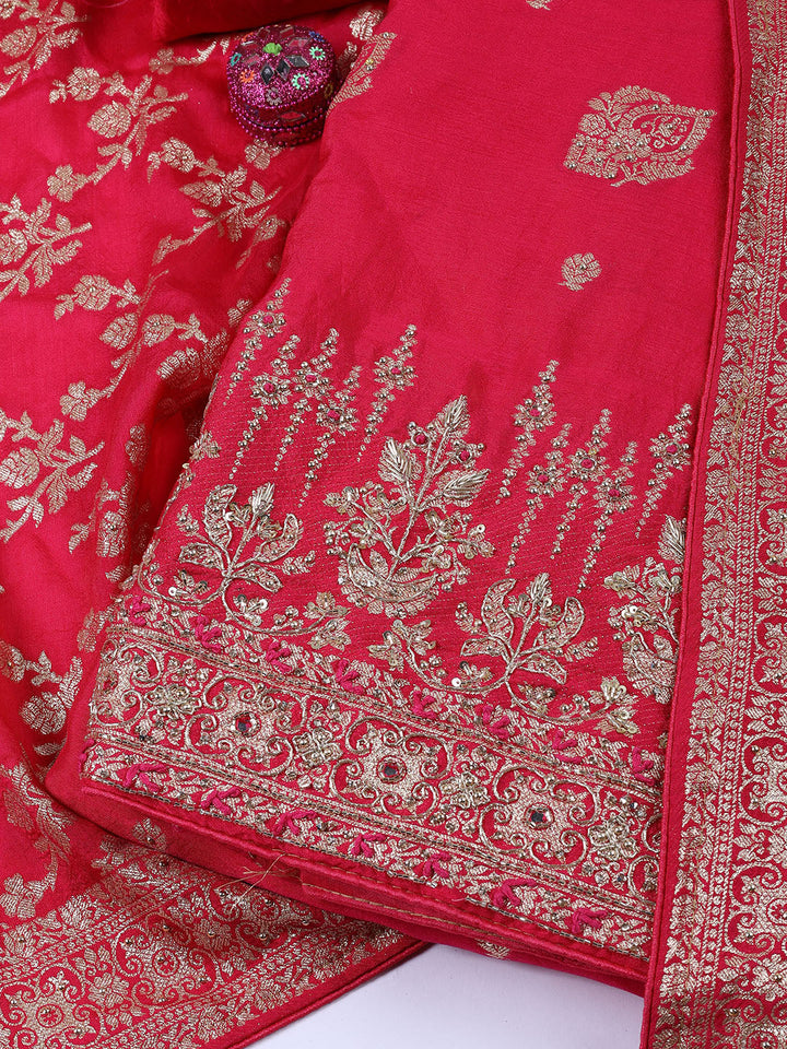 Woven Art Silk Unstitched Suit Piece With Dupatta