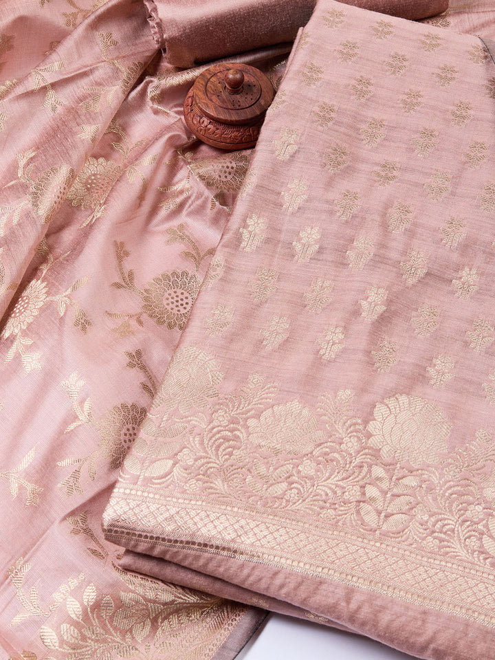 Woven Chanderi Unstitched Suit With Dupatta