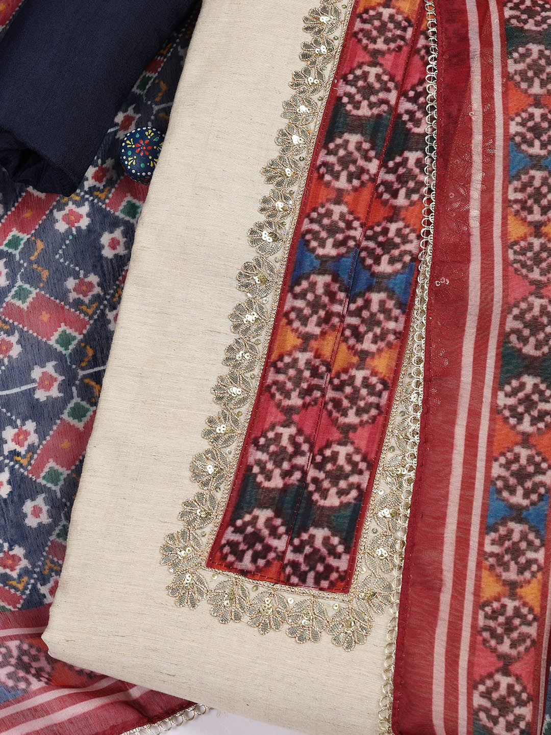 Printed Linen Unstitched Suit With Dupatta