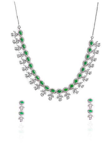 SIlver AD Necklace Set With Earrings