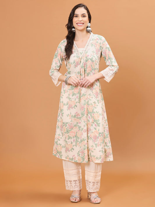 Printed Cotton Kurta With Pants