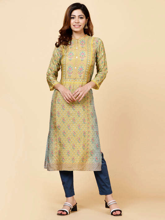 Floral Printed Muslin Kurta