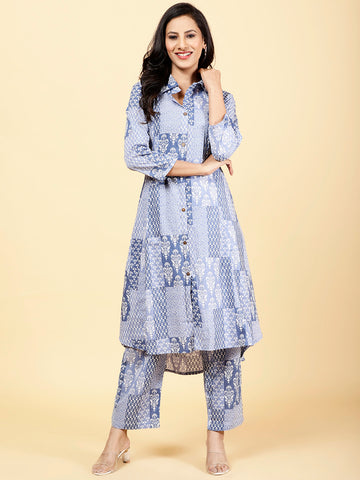 Printed Cotton Kurta With Pants