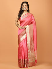 Plain Zari Border Art Silk Woven Saree