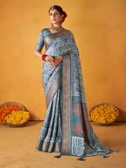 Abstract Printed Handloom Saree