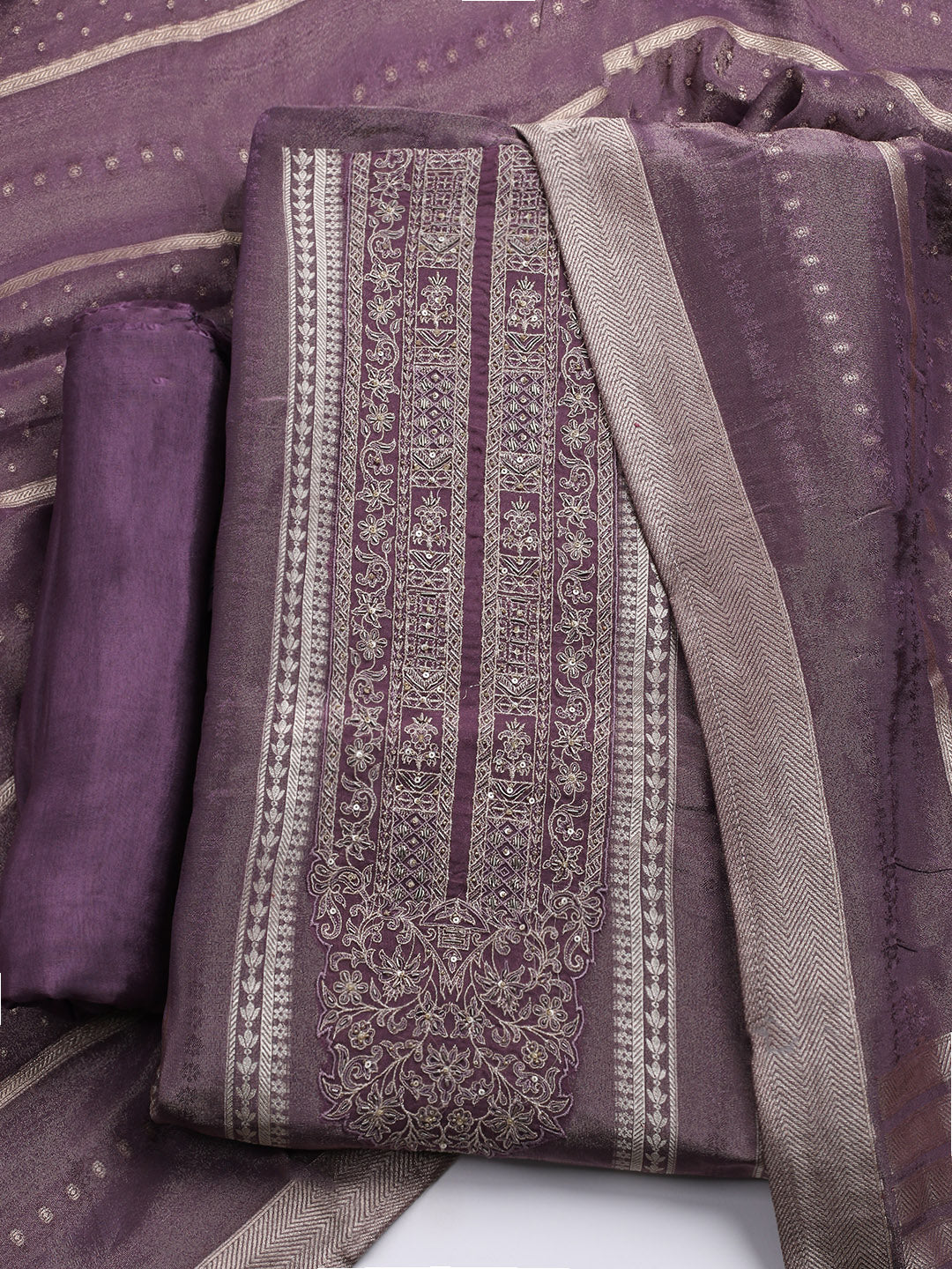 Embroidered Tissue Unstitched Suit With Dupatta