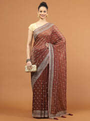 Sequence Embroidery Tissue Saree