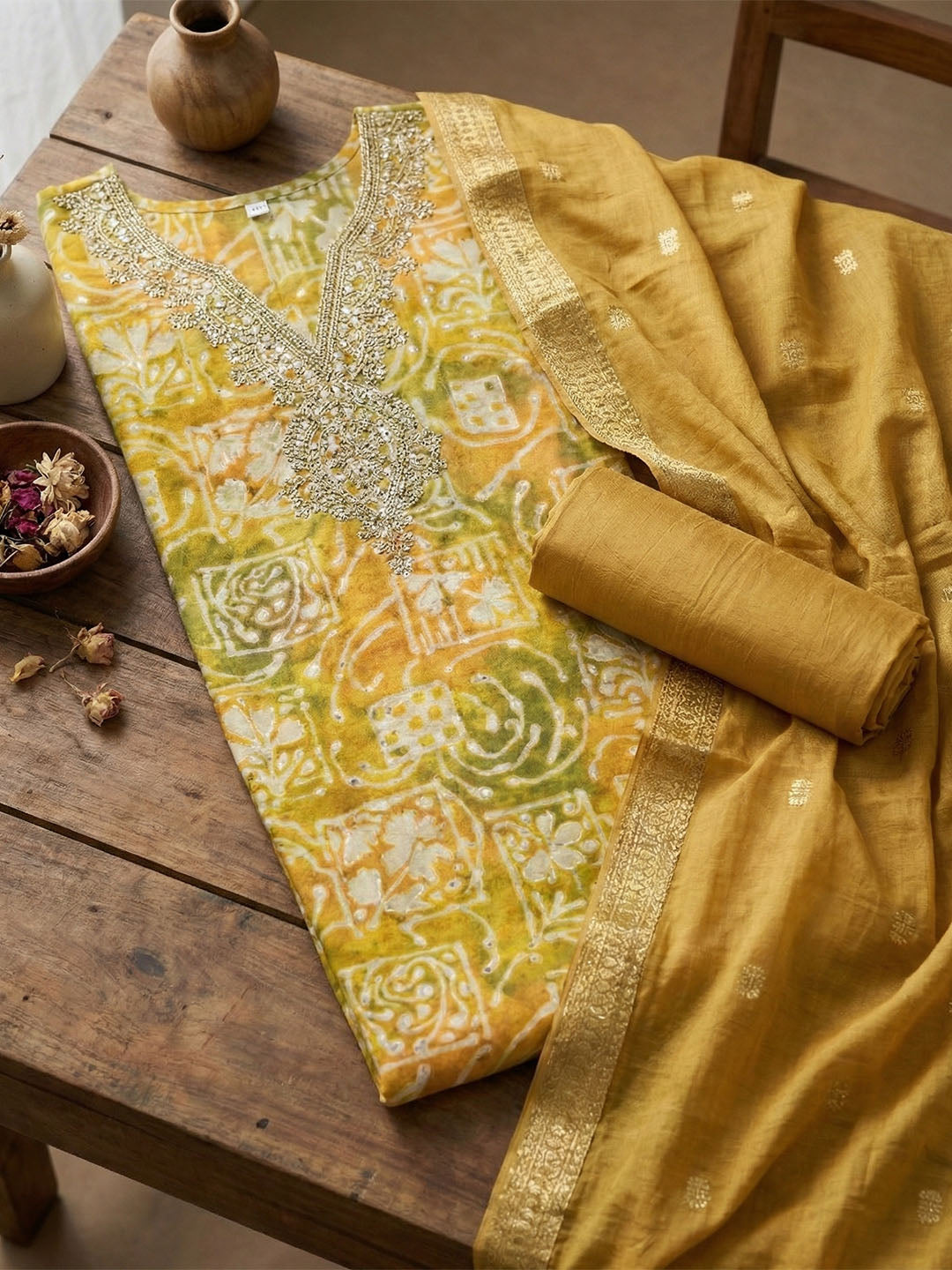 Embroidered Cotton Unstitched Suit With Pant