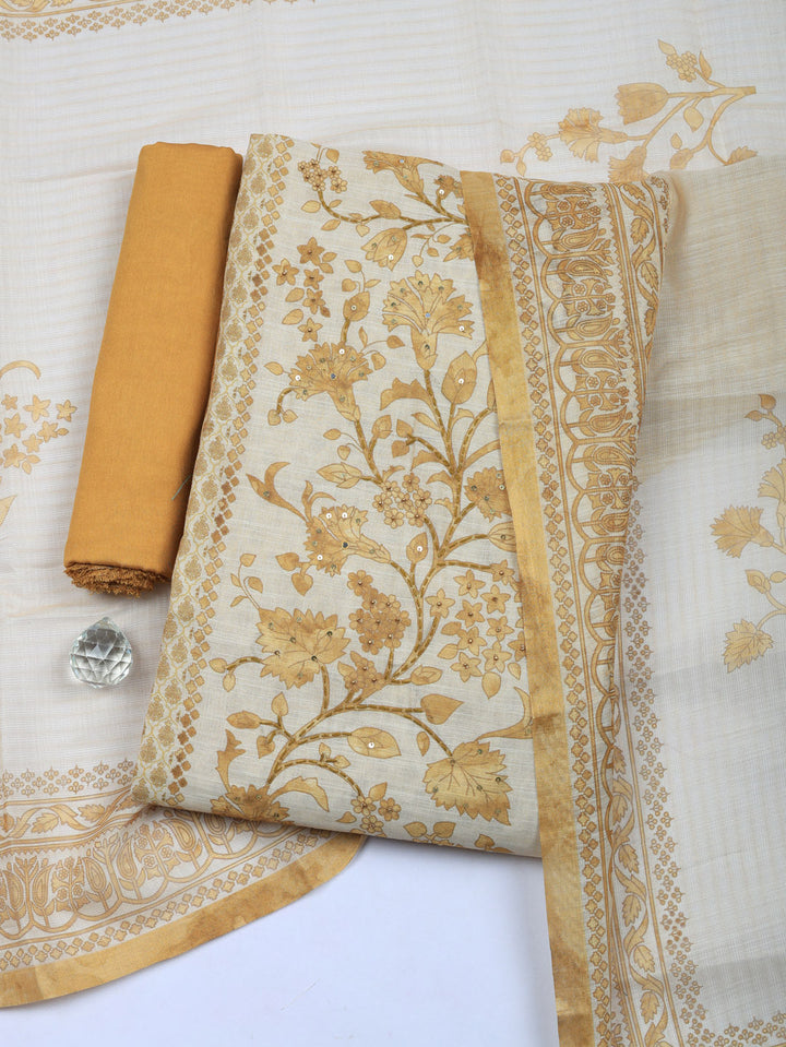 Embroidered Tissue Unstitched Suit With Pant &amp; Dupatta