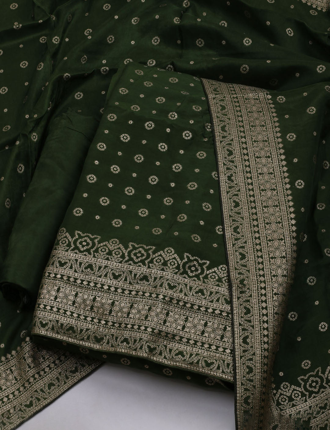 Embroidered Art Silk Unstitched Suit Piece With Dupatta