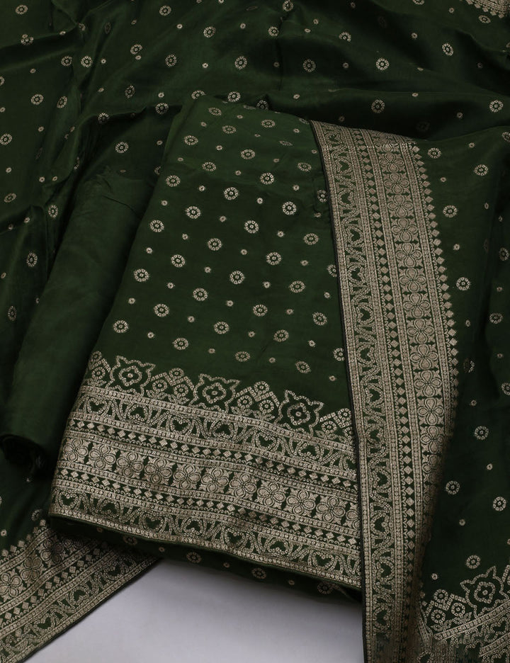 Embroidered Art Silk Unstitched Suit Piece With Dupatta