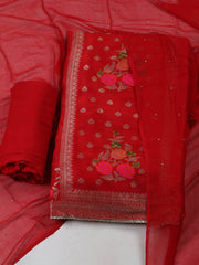 Woven Chanderi Unstitched Suit Piece With Dupatta