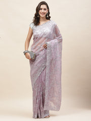 Resham Jaal Embroidery Organza Saree