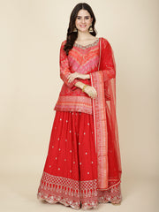 Bandhani Work Crepe Choli With Lehenga & Dupatta