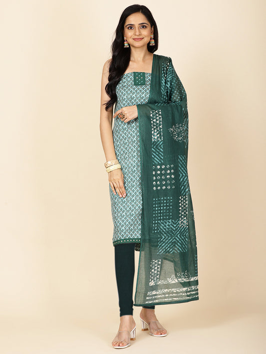 Neck Patti Cotton Unstitched Suit With Dupatt