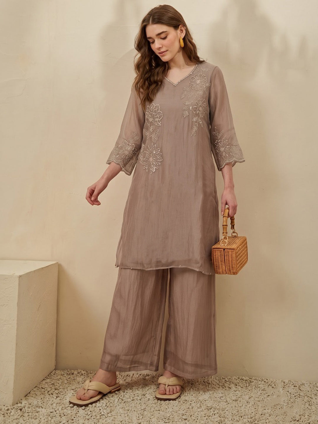 Mouse Printed Tissue Kurta Set