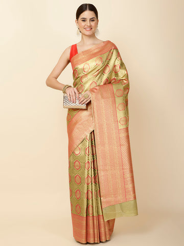 Brocade Zari Jaal Woven Tissue Saree