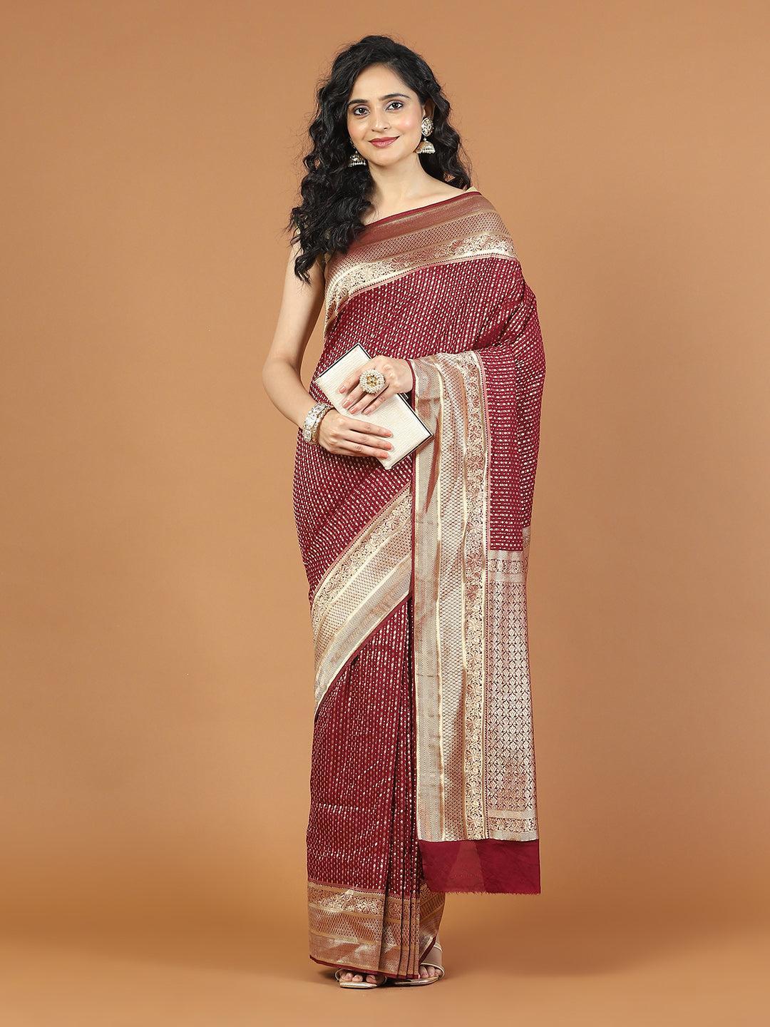 Zari Jaal Woven Crepe Saree
