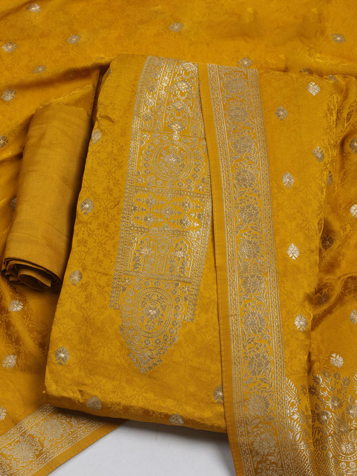 Woven Design Chanderi Unstitched Suit With Dupatta