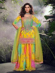 Embroidered Chinon Suit With Pant & Dupatta