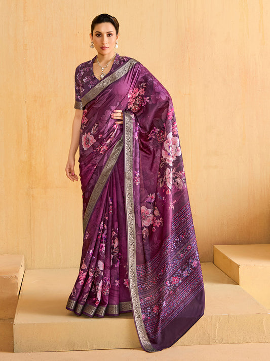 Digital Printed Art Silk Saree