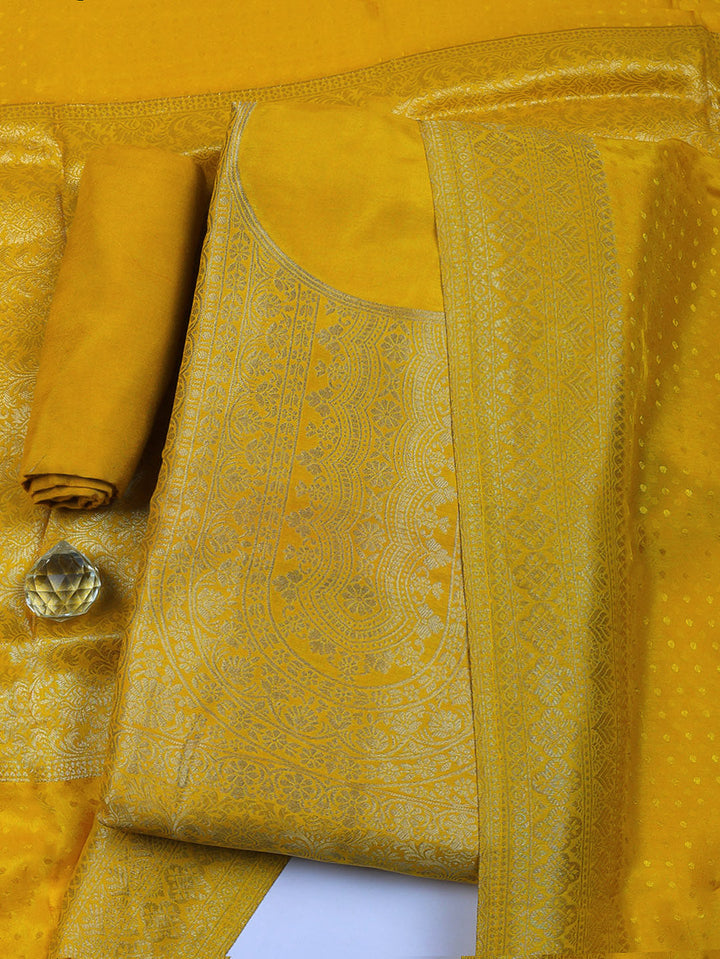 Woven Design Chanderi Unstitched Suit With Pant &amp; Dupatta