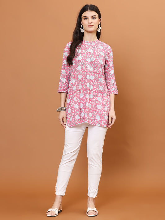 Printed Cotton Blend Short Kurti