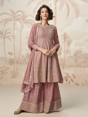Embroidered Georgette Kurti With Sharara & Dupatta