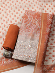 Printed Cotton Blend Unstitched Suit With Pant & Dupatta