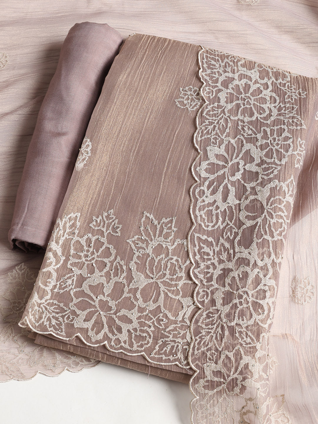 Embroidered Tissue Unstitched Suit With Dupatta