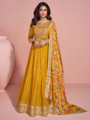 Printed Chinon Kurta With Pants & Dupatta