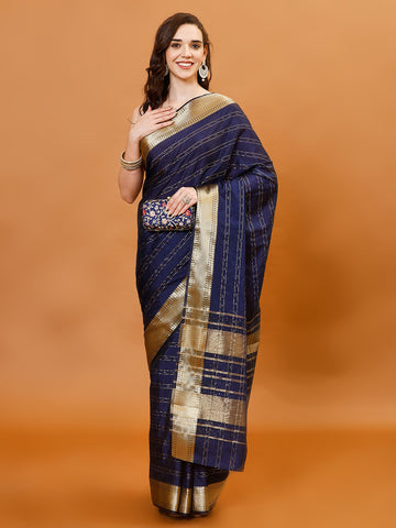 Plain Zari Border Organza Saree