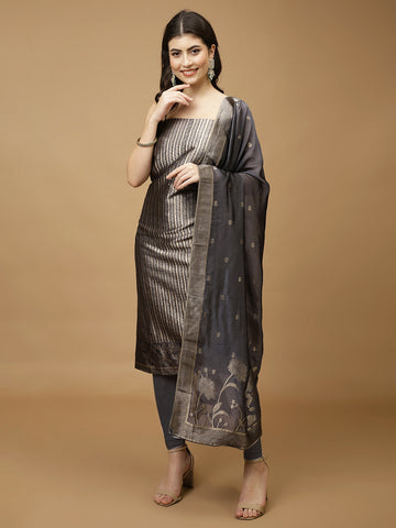 Kantha Printed Cotton Blend Unstitched Suit With Dupatta