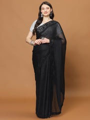 Zari Border Booti Georgette Woven Saree