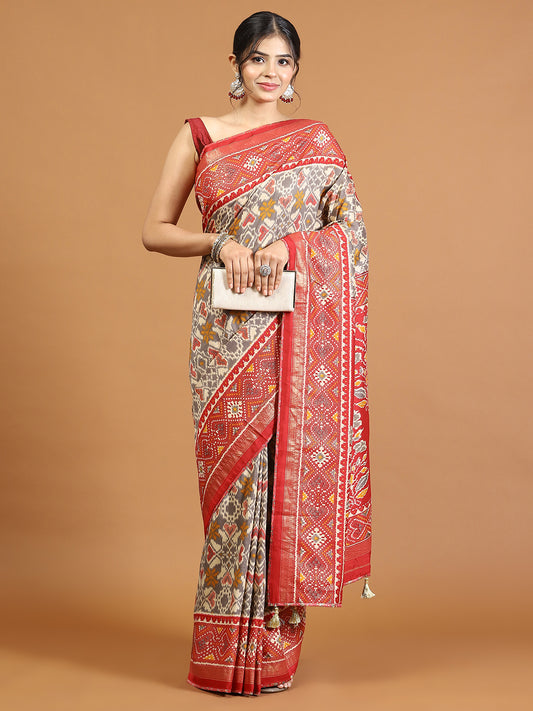 Patola Printed Art Silk Woven Saree