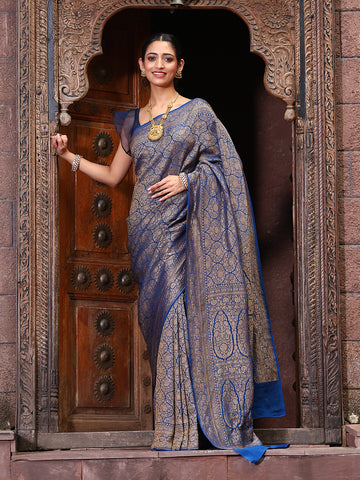 Antique Brocade Jaal Crepe Woven Saree