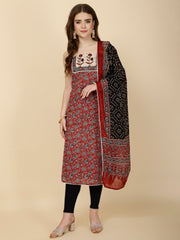 Printed Cotton Unstitched Suit Piece With Dupatta