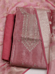 Neck Embroidered Tissue Unstitched Suit With Dupatta
