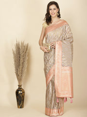 Zari Jaal Embroidered Organza Woven Saree