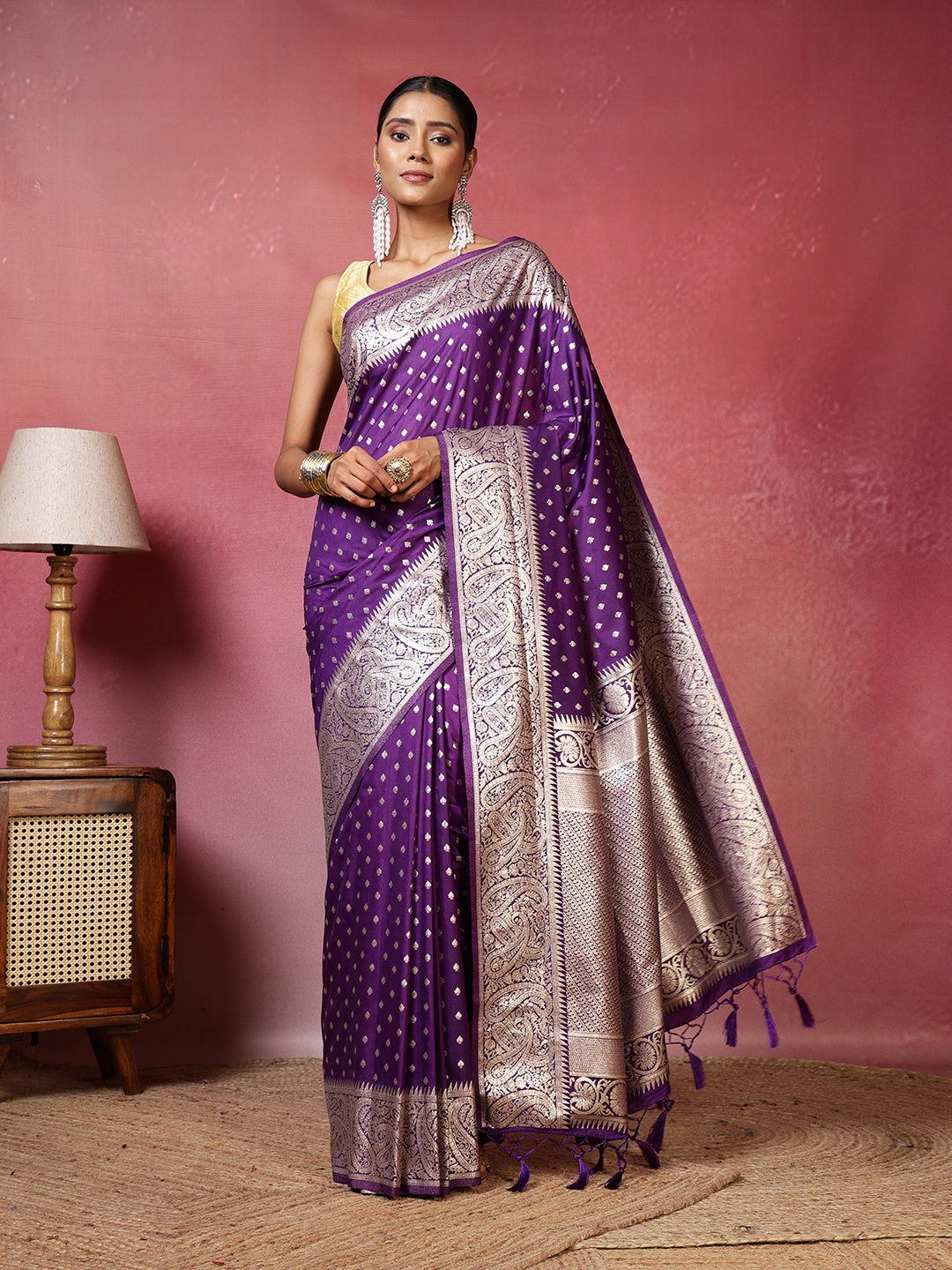 Zari Jaal Art Silk Woven Saree